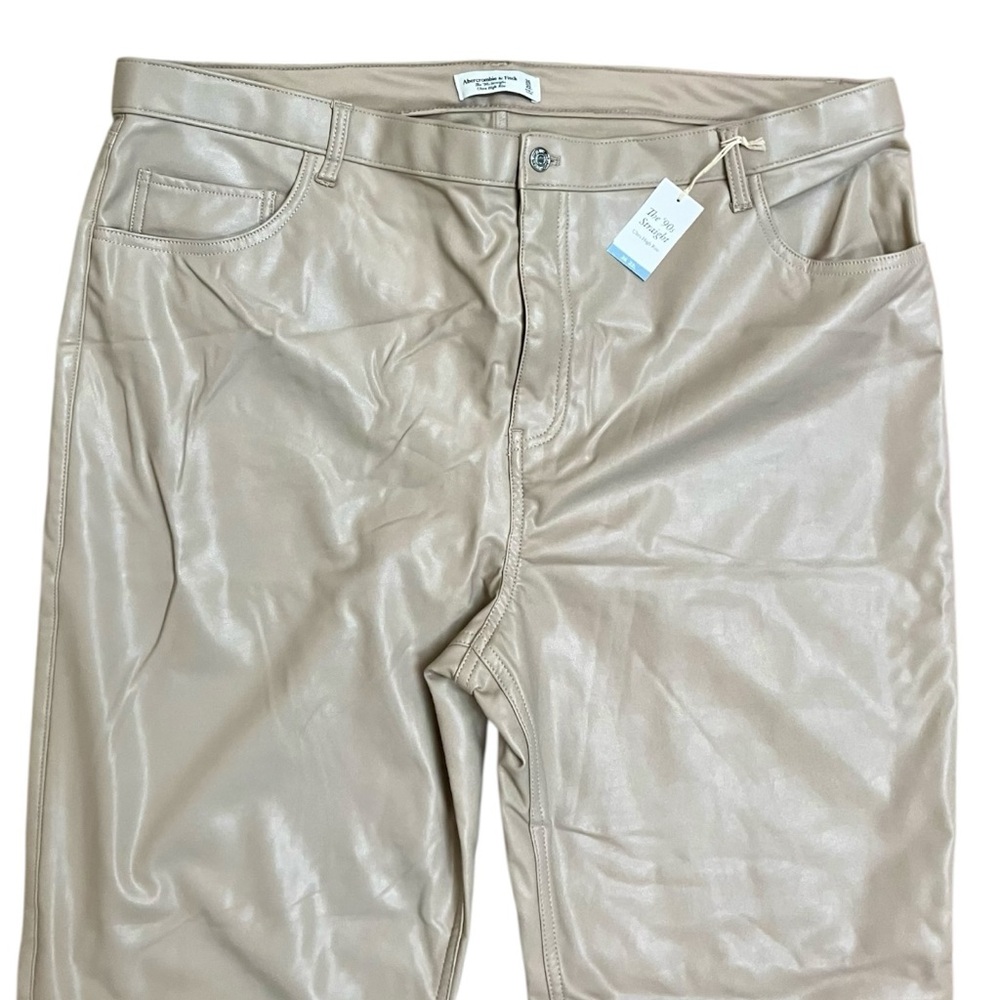 NEW Abercrombie & Fitch The 90's Straight Ultra High Faux Leather Pants Size 36 - Picture 2 of 8